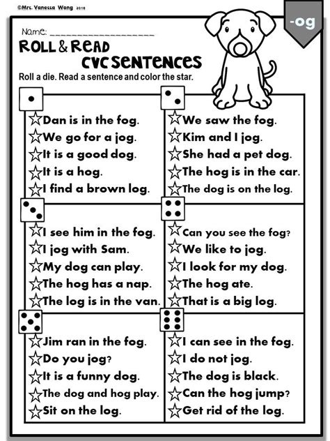 Read the passage three times, complete the sentences, and color the pictures. Phonics CVC Short Vowels - Roll & Read Sentences ...