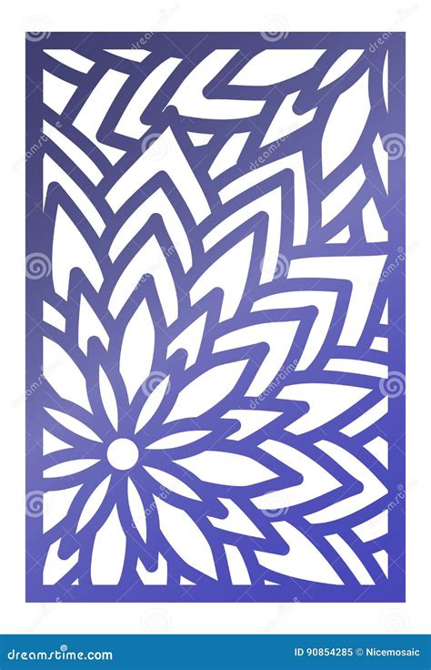 Vector Laser Cut Panel Abstract Pattern Template With Flowers F Stock