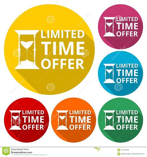 Limited Time Offer Hourglass Symbol Icons Set With Long Shadow Stock