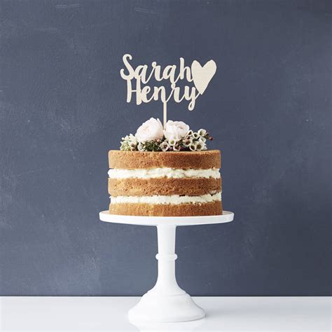 Personalised Happy Couple Wooden Wedding Cake Topper By