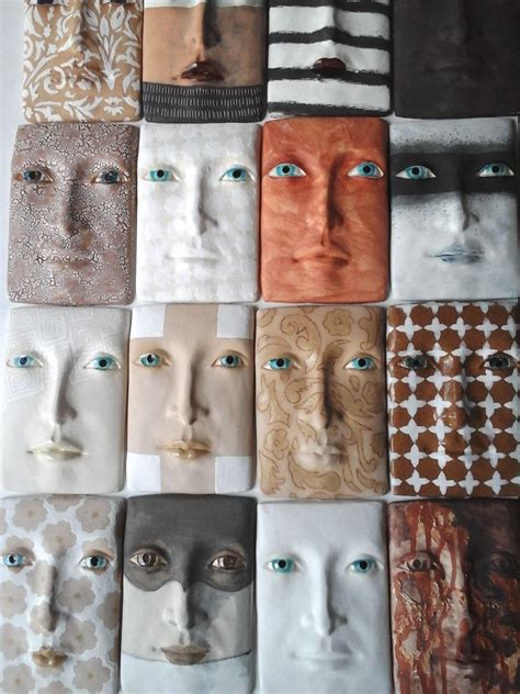 Ceramic Wall Art Sculpture Face With Wrinkles And Rust Pottery Mask