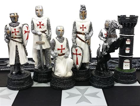 Hpl Medieval Times Crusades Red And White Armored Maltese Knights Chess