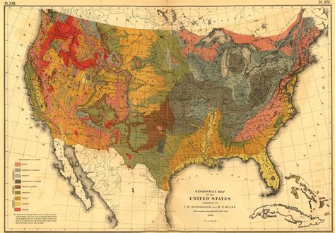 Print Of Geological Map Of The Us Poster On Vintage Visualizations