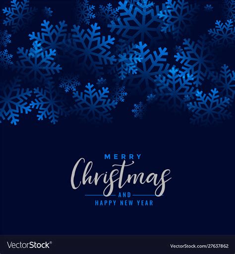 Merry Christmas Beautiful Snowflakes Blue Vector Image