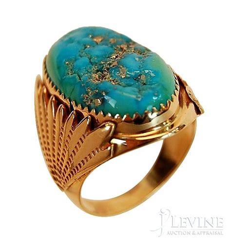 Sold Price Men S K Gold Turquoise Nugget Ring September