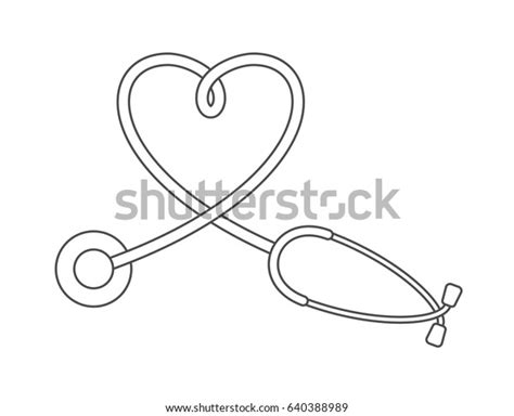 Stethoscope Line Icon Heart Shape Stock Vector Royalty Free 640388989