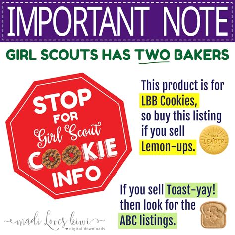 LBB Girl Scout Cookie Menu Printable Booth Sign Instant Etsy