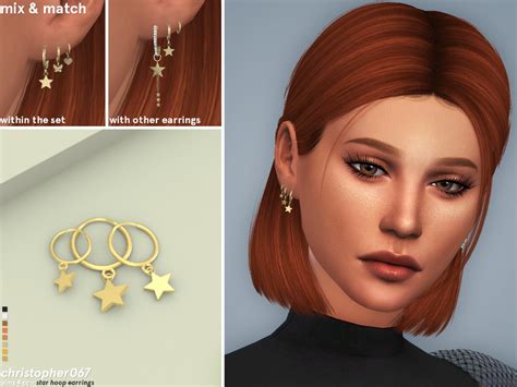 The Sims Resource Star Hoop Earrings Christopher067