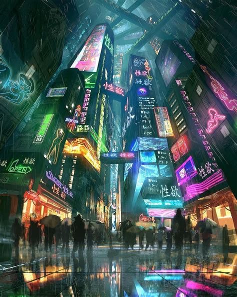 Neon City Lights Digital Art By Pedro Sena From Cybervibe Cyberpunk