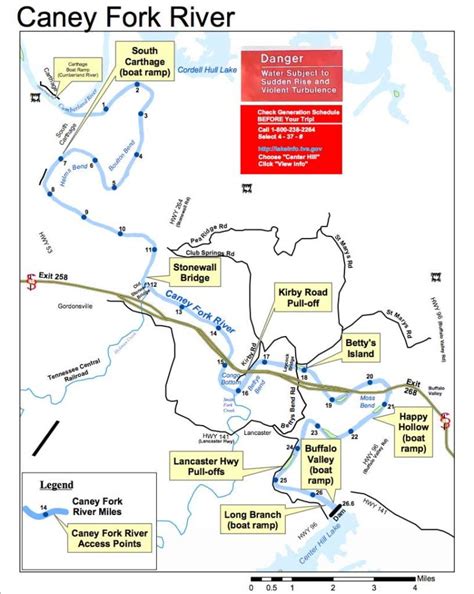Localwaters Caney Fork Rivers Map Boat Ramps Charts Access Areas