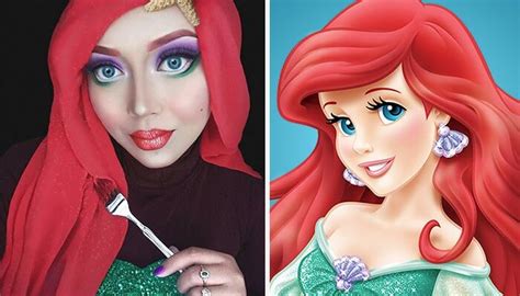 photos makeup artist uses her hijab to turn herself into multiple disney characters inside