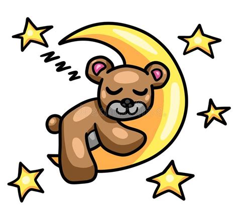 Teddy Bear Sleeping On A Moon Stock Vector Illustration Of Teddy