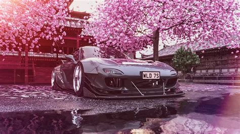 Mazda Rx 7 Cherry Blossom Live Wallpaper Wallpaperwaifu