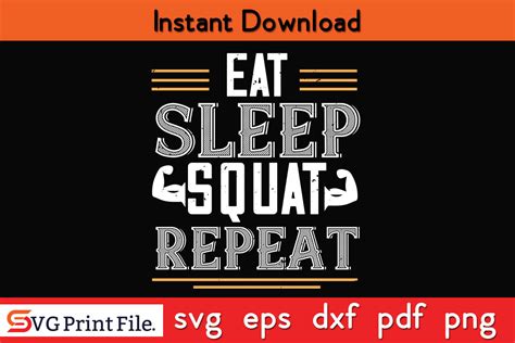eat sleep squat repeat svg graphic by svgprintfile · creative fabrica