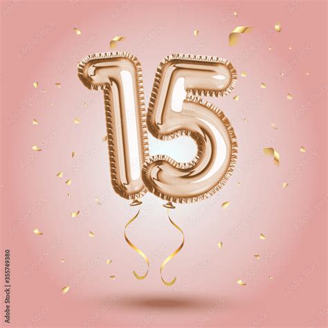 Luxury Pink Greeting Celebration Fifteen Years Birthday Anniversary