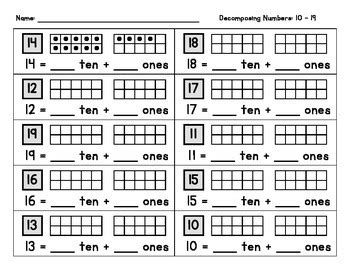 Decomposing Numbers 10-19 by LIVIN' IN A VAN DOWN BY THE RIVER | TpT