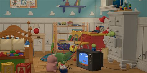 Toystory Andys Room Isometric Lowpoly 3d ภาพ