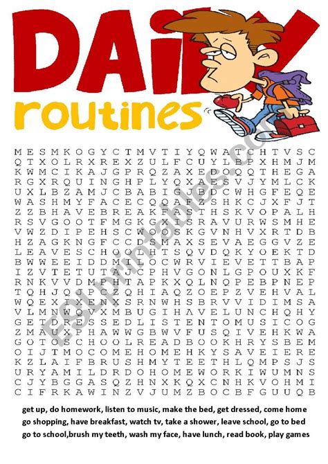 Wordsearch Series 3 Daily Routines Wordsearch And Other Vocabulary