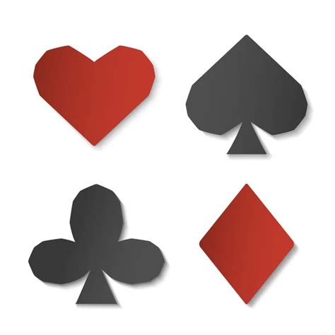 Playing Card Sign Symbols Paper Set Of Four Shapes Vector