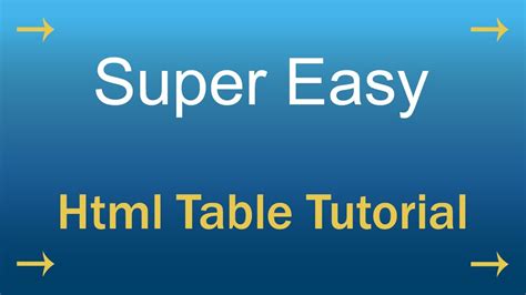 Super Easy Html Table Tutorial Create Html Table Learn Html Table