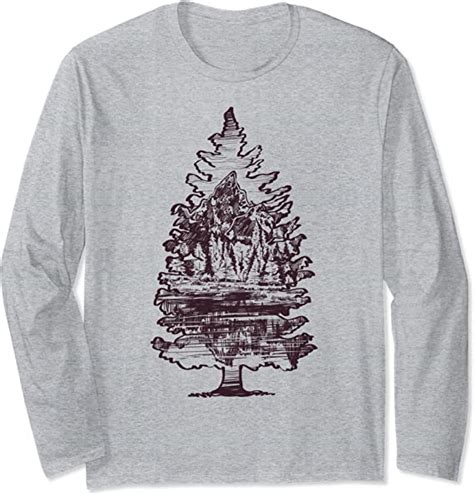Amazon.com: Pine Tree Mountain Fill Nature Long Sleeve T-Shirt: Clothing