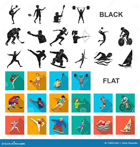 Different Kinds Of Sports Flat Icons In Set Collection For Design