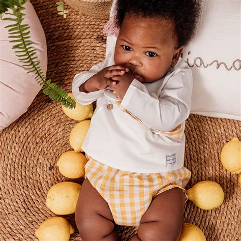 Culetín Básico Bebé Vichy Amarillo Comprar Ropita De Bebé