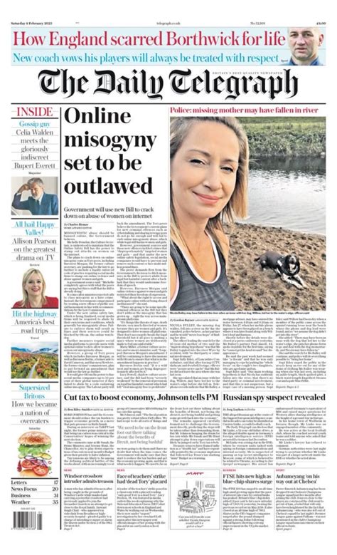 Daily Telegraph Front Page 4th Of February 2023 Tomorrow S Papers Today