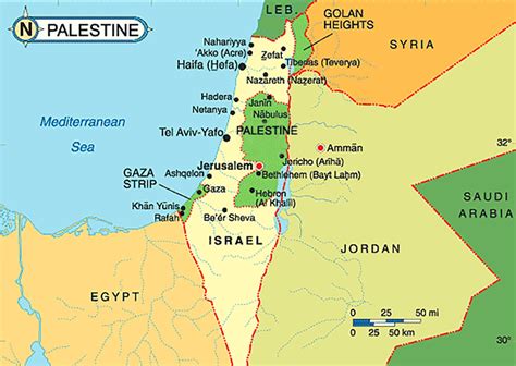 Peta Kota Peta Negara Palestina