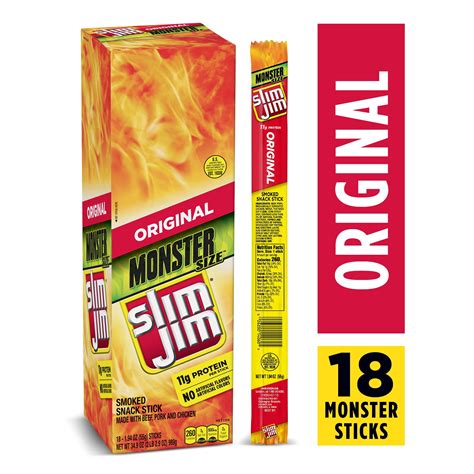 Slim Jim Original Monster Smoked Snack Stick Smoked Meat Stick 194