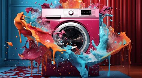 Premium Ai Image 3d Washing Machine Splash With Colorful Splash