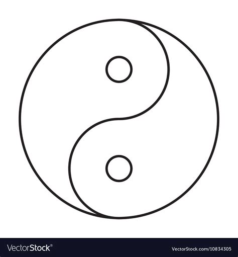 Yin Yang Symbol Black Outline Royalty Free Vector Image