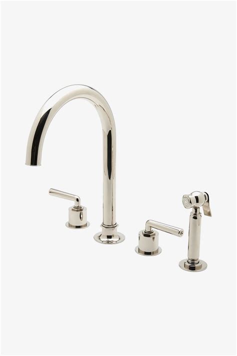 Bar sink faucets have a tall spout and compact design. Henry Three Hole Gooseneck Kitchen Faucet, Metal Lever ...