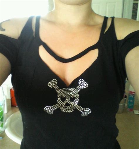 Cut Up Black Tee W Skull · An Off Shoulder Top · Creation By Crystal T