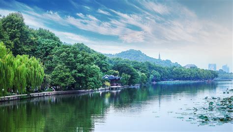 Background Hangzhou West Lake Scenic Spot Danau Barat Hangzhou