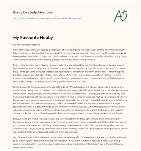 my favourite hobby free essay example