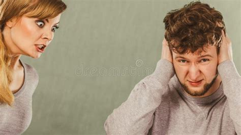 Aggressive Man Yelling On Woman Stock Image Image Of Beating