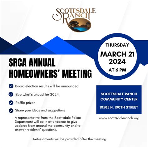 Annual Homeowners Meeting Scottsdale Ranch Community Association