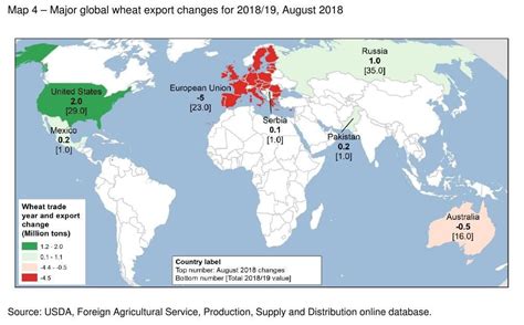 Map 4 Major Global Wheat Export Changes For 2018 19 August 2018