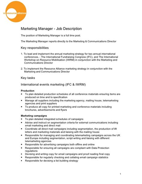 How much does a sports information director make in the united states? Marketing Manager - Job Description