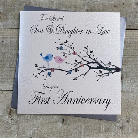 1st Son And Daughter In Law Anniversary Card Lovebirds Pd192