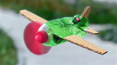 How To Make Flying Airplane Using Plastic Bottle And Cardboard Youtube