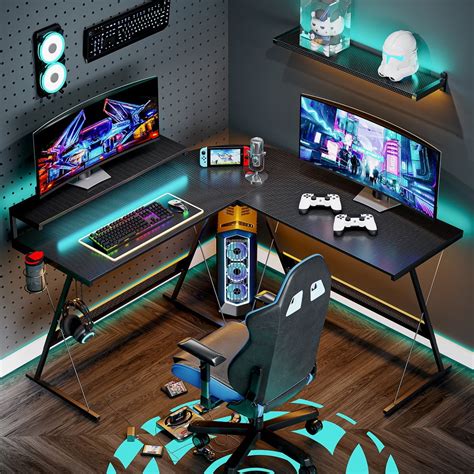 Bestier 55 Inch L Shaped Gaming Computer Desk With Monitor Stand Home