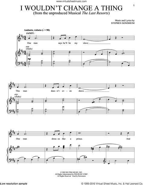 Sondheim I Wouldnt Change A Thing Sheet Music For Voice And Piano