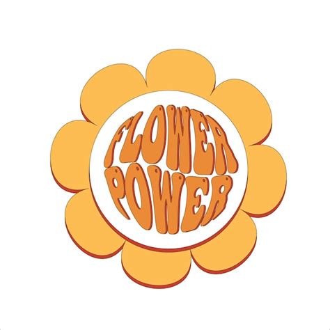 Premium Vector Flower Power Colorful Retro Hippie Slogan Text And