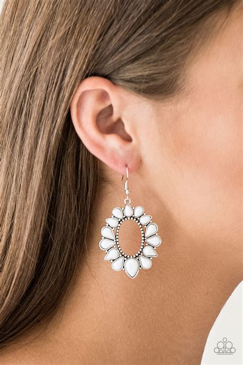 Fashionista Flavor White Earrings Paparazzi Accessories Bedazzle