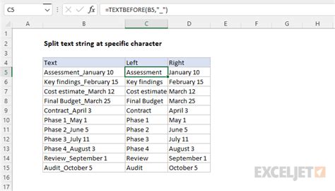 Excel Formula Split Text String At Specific Character Exceljet