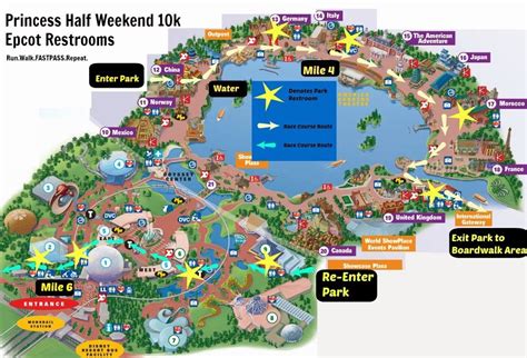 Disney Princess Half Weekend 10k Course Epcot Restroom Map Epcot