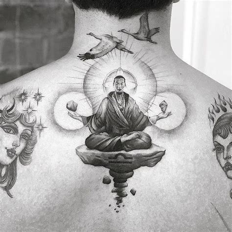 Amazing Buddhist Monk Meditation Tattoo By Balazsbercsenyi
