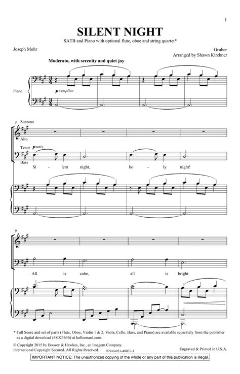 Silent Night by Shawn Kirchner Sheet Music for SATB Choir at Sheet